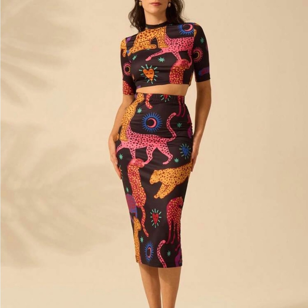 Colorful Animal Print Skirt Set